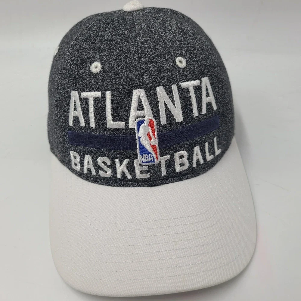 Atlanta Hawks Hat Adjustable Adidas Gray White NBA Basketball Logo Casual Men
